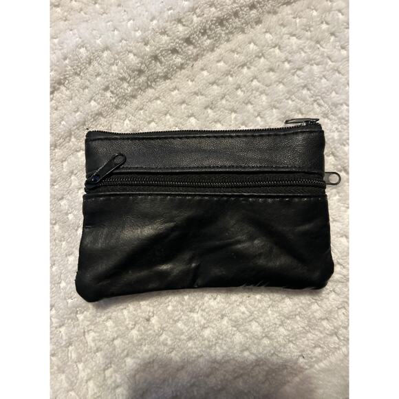 EUC Yellowood Black Leather Fingerboard Holder Wallet Coin Purse 5" x 3" - Picture 2 of 3